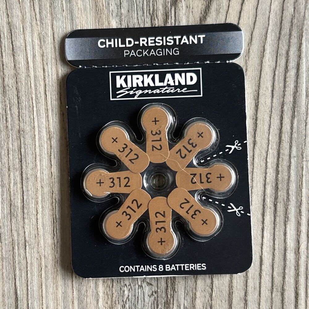 8ct Kirkland Signature Hearing Aid Batteries #312 Zinc Air Long Lasting NEW!